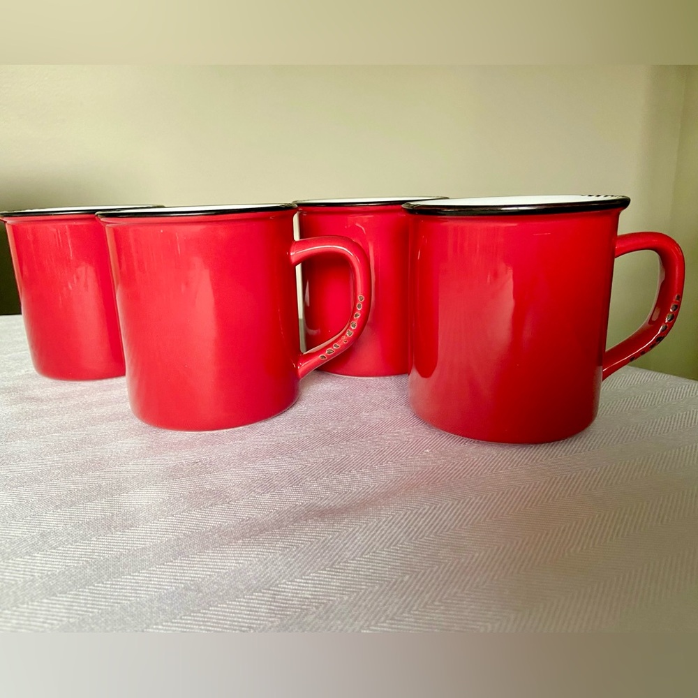 Red Enamel Mugs from The Drake General Store Cottagecore Campfire Cups Set of 4